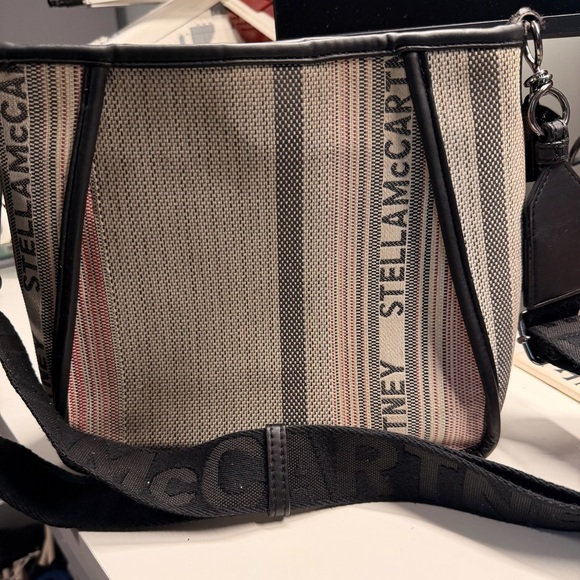 Stella McCartney Black and Cream Striped Shoulder Bag - Picture 2 of 8